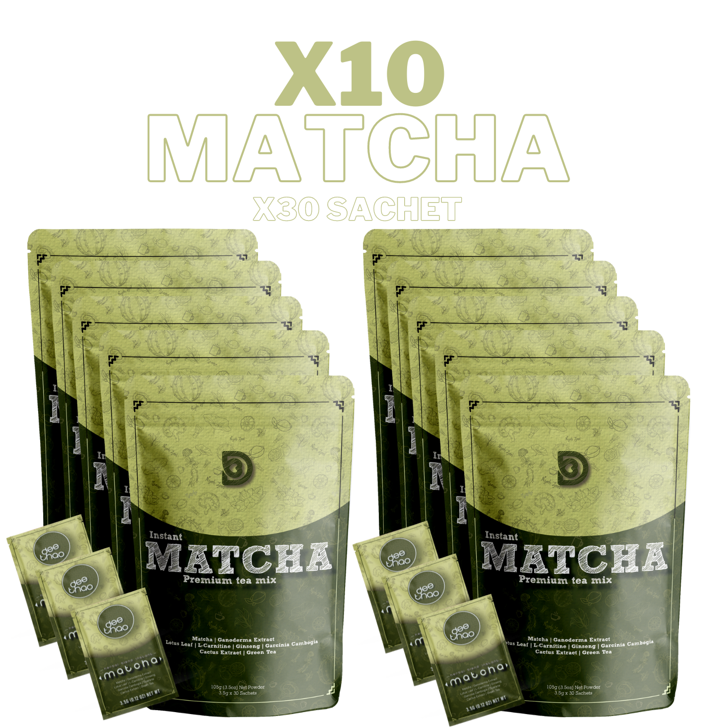 x10 - Dee Thao Matcha Box - x30 sachet