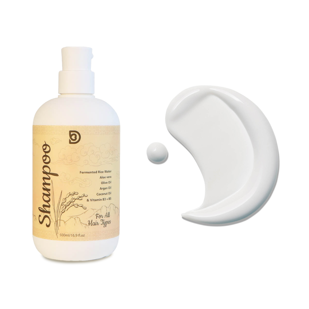 Hair Care Set - Shampoo/Conditioner & Hair Bar soap - Rice Water Ferment